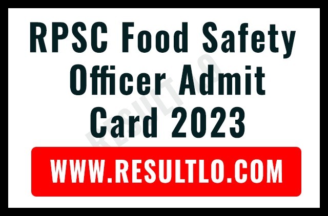RPSC Food Safety Officer Admit Card 2023